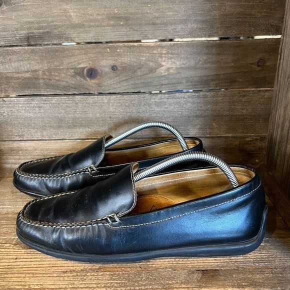 Mens Martin Dingman Black Leather Slip On Comfort Shoes Loafers Size 9.5 M GUC‎ main image 4